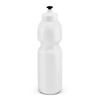 A drink bottle with a sleek, white design and a black dispensing nozzle on top.