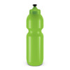 A drink bottle in bright green, featuring a screw-on lid and a nozzle, with a smooth, glossy finish.