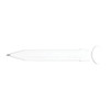 A plastic pen designed to adhere to magnetic surfaces, featuring a sleek white design and a round magnet on the top end.
