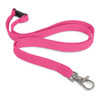 A custom printed lanyard in vibrant pink color, measuring 12mm in width, featuring a metal clip for easy attachment.