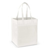 A cream-coloured Mega Shopper Tote Bag with two handles and a plain front panel, featuring a logo.