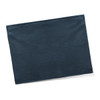 A cotton tea towel in a dark blue colour, featuring a simple design and includes a logo.