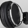 Black Opus Bluetooth headphones featuring a sleek silver trim and control buttons on the side.