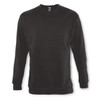 A black unisex crew jumper with a round neckline and long sleeves, featuring a logo.