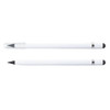 A white stylus pen with a rounded tip and a clear cap, featuring a silver band. Two pens are displayed.