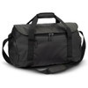 Aquinas 20L duffle bag in black with dual handles and a shoulder strap, featuring a front zip pocket.