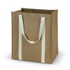 A Kraft tote bag in brown with light green straps and a square shape. It has a simple design and no visible branding.