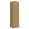 A tall, rectangular, plain brown cardboard box with a sealed top and no visible branding or labels.