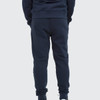 Unisex sweatpants in navy blue, featuring a fitted design and elastic cuffs. Includes a logo on the back.