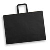 An extra large flat handle paper bag in black, featuring a sturdy handle for easy carrying.