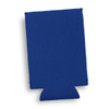 A drink bottle cooler in blue with a bottom cut-out and a simple design. It includes a logo.