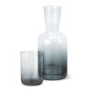 A drink bottle and tumbler set in a sleek grey gradient glass design with a modern silhouette.
