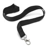 A custom printed lanyard in black, featuring a 16mm width and a metal clip for attachment.