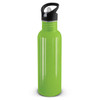 A drink bottle in a vibrant lime green color with a black screw top and a built-in spout for easy drinking.