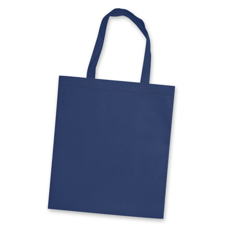 A navy blue tote bag with two handles and a simple, unadorned design.