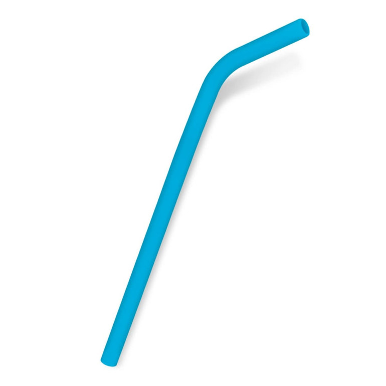 A blue silicone straw designed for drinking.