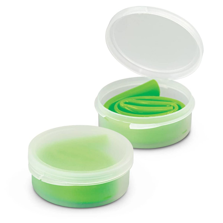 A silicone straw in a green storage case, featuring a transparent lid and a sleek design.