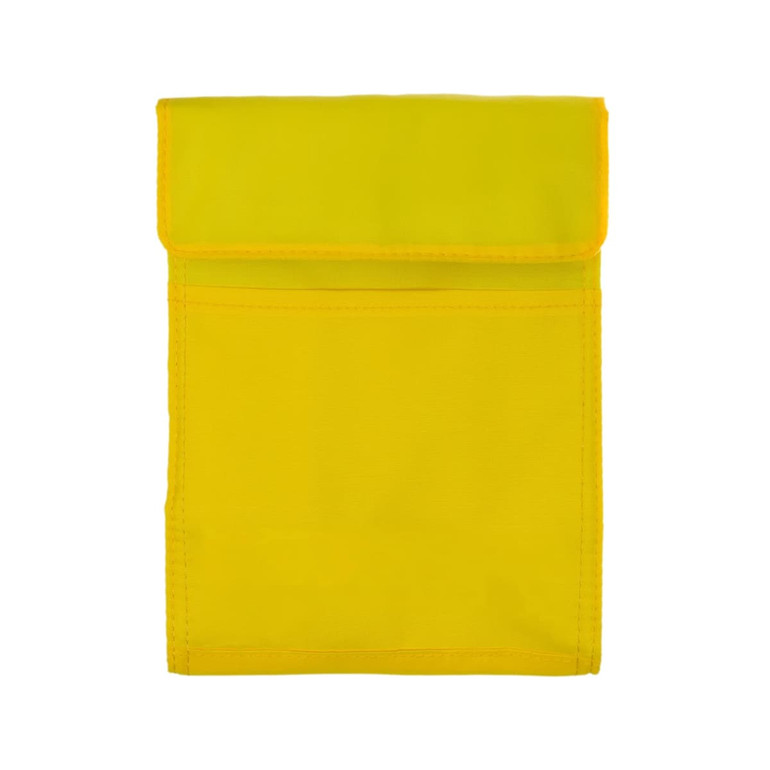 A bright yellow Sumo Cooler Lunch Bag with a fold-over closure and a pocket on the front.