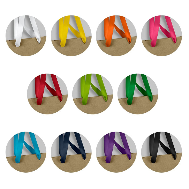 A collection of ribbon handles in various colours, arranged in circles on a neutral background.