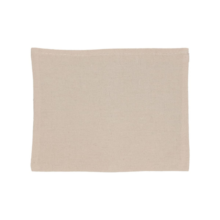 A reusable grocery bag made from natural calico fabric, featuring a flat, folded design.