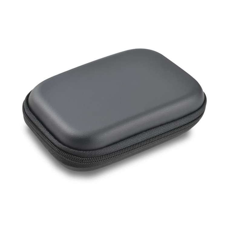 A black small EVA zipper case with a smooth exterior and zip closure. Suitable for various storage needs.