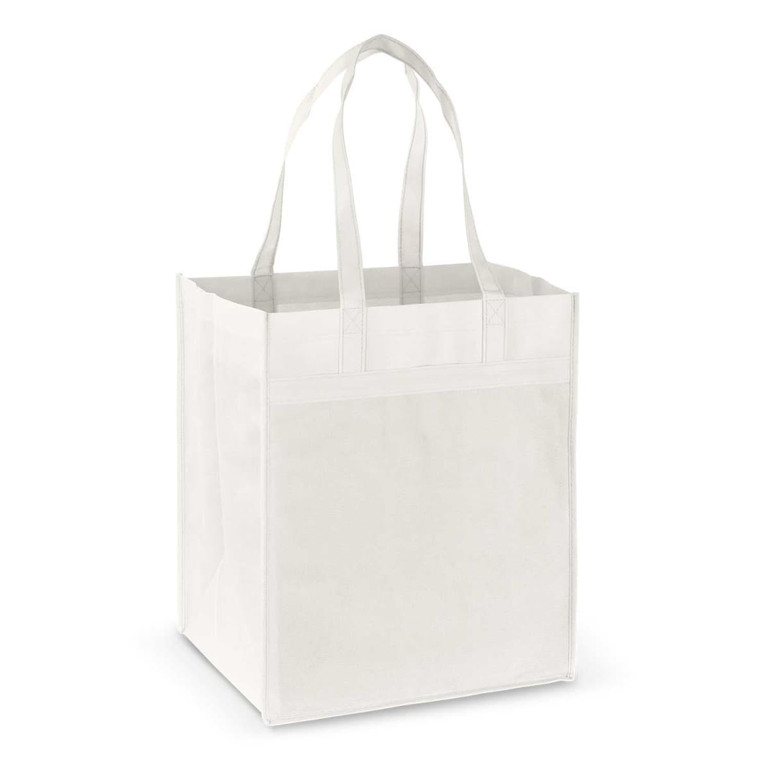 A cream-coloured Mega Shopper Tote Bag with two handles and a plain front panel, featuring a logo.