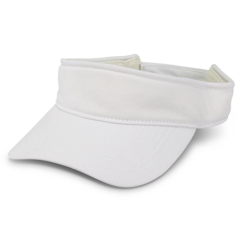 A white sports mesh visor with a textured band and a wide brim. It features a logo on one side.