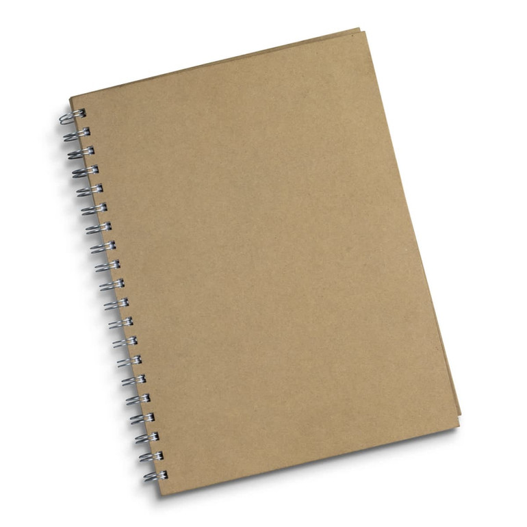 A brown spiral-bound notebook with a plain cover, designed for use as a whiteboard.