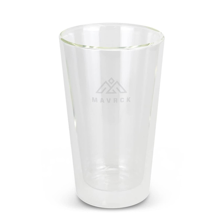 A drink bottle featuring a transparent double wall design with an etched logo. It is a sleek, modern tumbler.