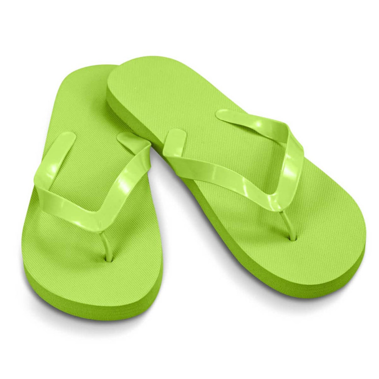 Bright green Tidal Flip Flops with a textured surface and shiny straps, featuring a simple thong design.