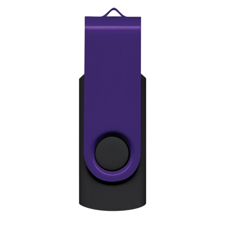A Helix 4GB Mix & Match Flash Drive featuring a sleek black and purple design.