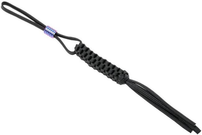 Black Paracord Lanyard with Purple Titanium Bead A01B