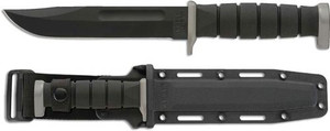 D2 Extreme Fighting Utility Knife - Black D2 Plain Edge Fixed Blade Kraton G Handle Kabar