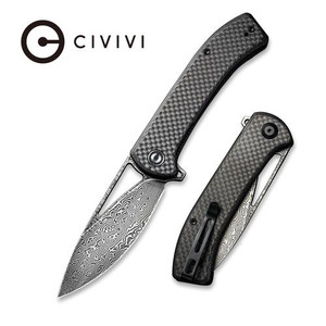 Riffle Folding Knife with Dark Twill Carbon Fiber Overlay On Black G10 Handle C2024DS-1