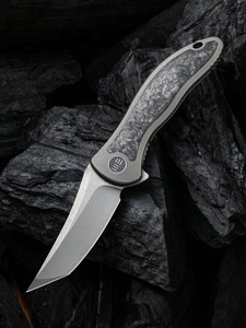 Mini Synergy Folding Knife with Gray Integral Titanium Handle and Shred Carbon Fiber Inlays 2012CF-A