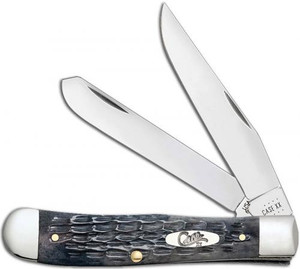 Gray Pocket Worn Jigged Bone CV Trapper Folding Knife 58410