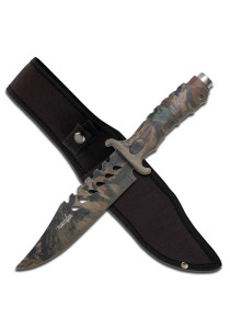 SURVIVAL KNIFE WITH FULL CAMO COATED BLADE AND CAMO COATED HANDLE HK-1037S