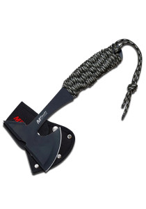 AXE WITH BLACK BLADE AND CAMO CORD WRAPPED STAINLESS STEEL HANDLE MT-600CA