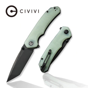 Brazen Folding Knife with D2 Black Stonewashed Tanto Blade and Natural (Jade) G10 Handles C2023E