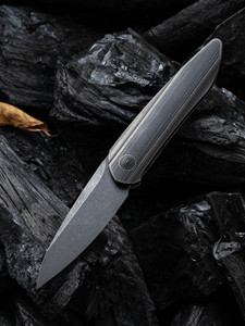 Black Void Opus Folding Knife with Black Stonewashed Blade and Black Titanium Handles with Black G10 Inlays 2010D