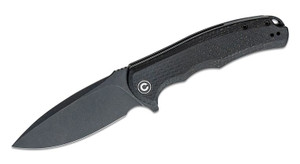 Praxis Folding Knife with Black Stonewashed Drop Point Blade and Coarse Black Micarta Handles C803G