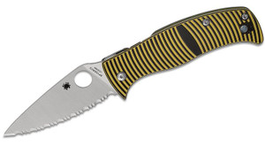 Caribbean Series Folding Knife with LC200N Leaf Shaped Serrated Blade and 3D Machined G10 Handles C217GS