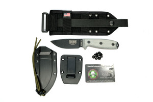 Fixed Blade Knife with Black Carbon Steel Blade and Grey G10 Handles with Molle Sheath ESEE-3PM-MB-B