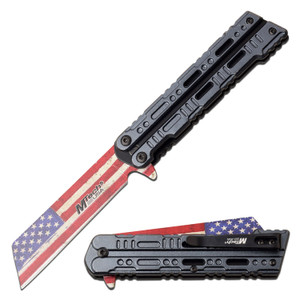 MTech USA Spring Assisted Knife Embossed Flag Blade