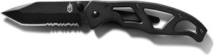 Paraframe Tanto Folding Pocket Knife with Serrated Tanto Point and Black Handles - 31-001731
