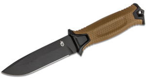 StrongArm Fixed Blade Knife with Black Plain Blade and Coyote Glass Filled Nylon Handles - 30-001058