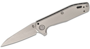 Fastball Flipper Knife with Stonewashed Wharncliffe Blade and Urban Gray Aluminum Handles - 30-001611