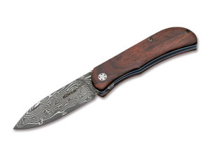 Exskelibur II Folding Knife with Damascus Blade and Cocobolo Wood Handles - 01BO223DAM