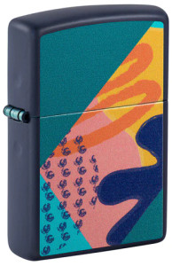 Navy Matte Retro Color Pattern Design Zippo