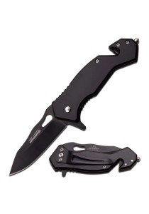 SPRING ASSISTED KNIFE WITH BLACK BLADE AND BLACK HANDLE - TF-903BK